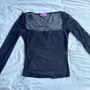 Edikted Black Mesh Long Sleeve Top